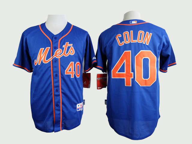 Men New York Mets 40 Colon Blue MLB Jerseys